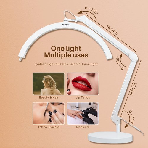 bemelux Desktop Base of LED Half Moon Light for Nail Desk (White)