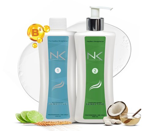 NK Professional Care Keratin Hair Straightening Treatment, Cream, Vegan, for Sensitive Scalps, Formaldehyde Free, 450ml, 15oz