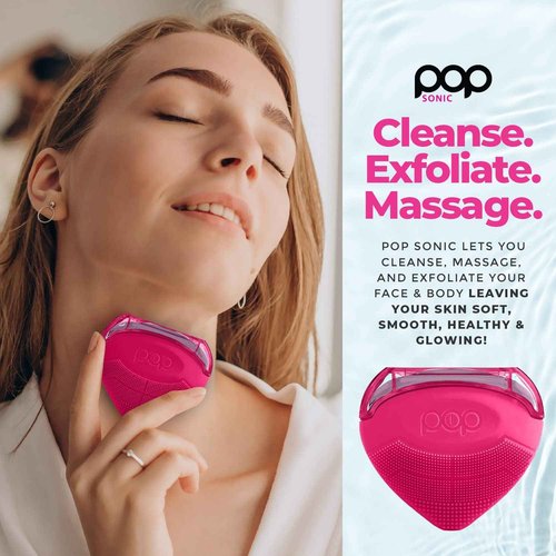 Pop Sonic Strawberry 3 in 1 Skin Exfoliating Cleanser Clean Massage Exfoliate - Pink