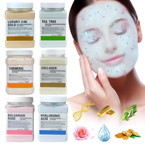 Angeland Jelly Mask for Facials Professional, Hydrating & Moisturizing Peel-Off Natural Gel Face Mask SkinCare, Professional Spa Use Jelly Face Masks, Deep Hydration & Glow 23 Fl Oz (6 Pack)