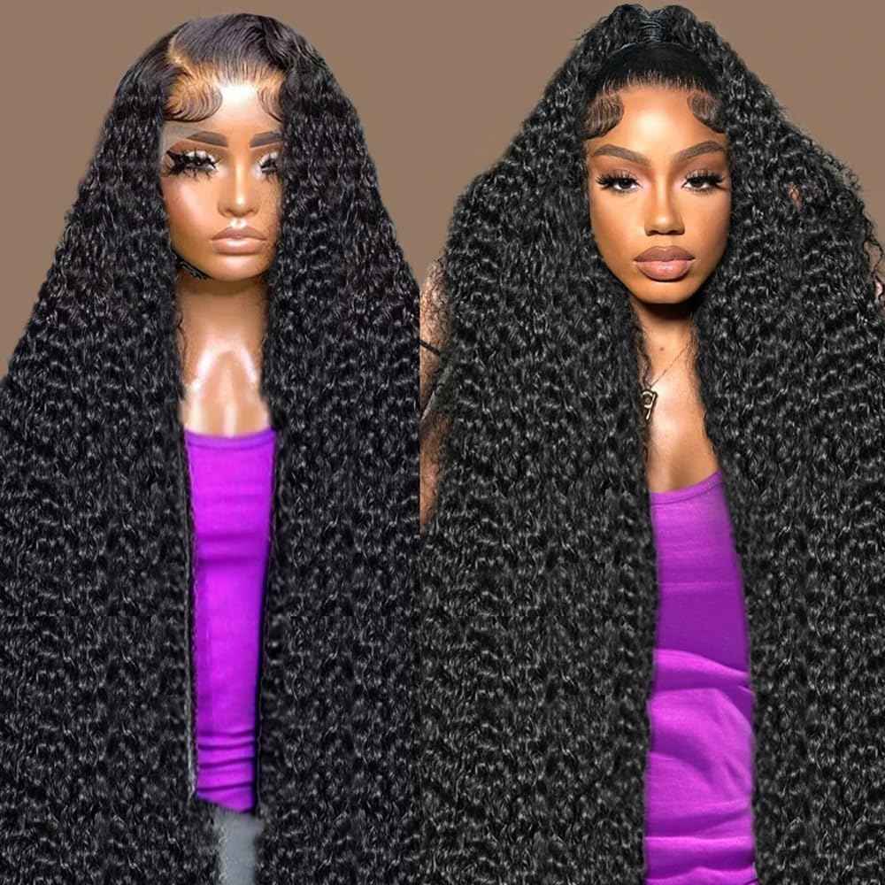 30 Inch 13x6 Deep Wave Lace Front Wigs Human Hair 180% Density Curly Lace Frontal Wig for Black Women Glueless Wigs Human Hair Wet and Wavy Wigs Pre Plucked with Baby Hair