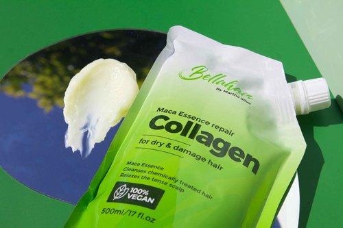 Bellahair Hydrating Collagen Hair Mask for Dry Damaged Hair and Growth - Hydrolyzed Keratin, Protein, SheaButter, Argon Oil & Botanical Extracts - Deep Repairs, Smooths & Strengthens All Hair-17Oz