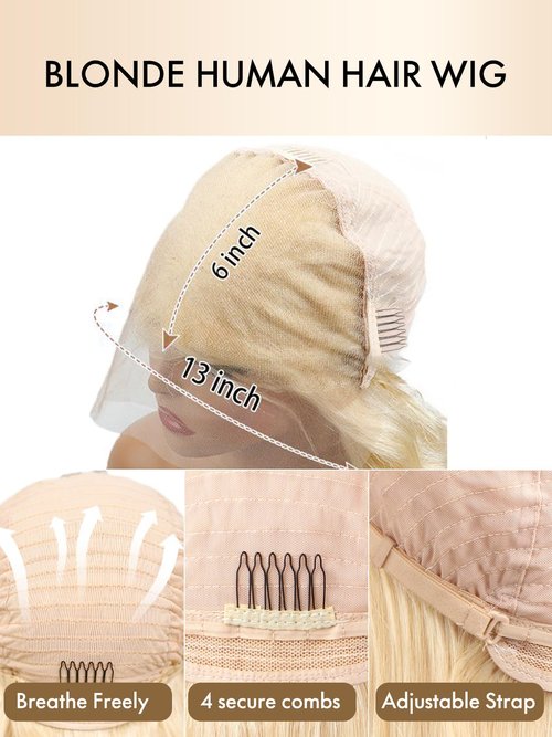 22 Inch 613 Lace Front Wig Human Hair 200% Density Blonde Wig Human Hair 613 Straight 13x6 HD Transparent Lace Front Wigs Human Hair Pre Plucked Glueless human hair wig for Women