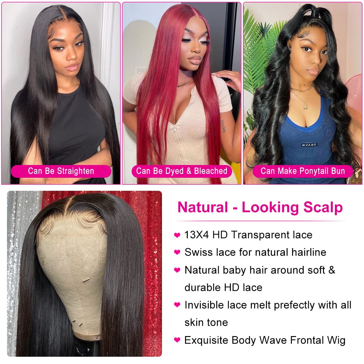 Profairsor 20 Inch Straight Human Hair Wigs for Women 13x4 Lace Front Wigs Human Hair 180% Density Guleless Lace Front Wigs Pre Plucked HD Transparent Lace Wigs Straight Frontal Wig