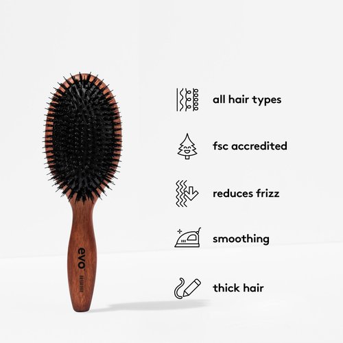 Evo Bradford Pin Bristle Dressing Brush - Detangle, Polish and Smooth, Reduce Frizz, Maintain Hair Health, Condition for All Hair Types