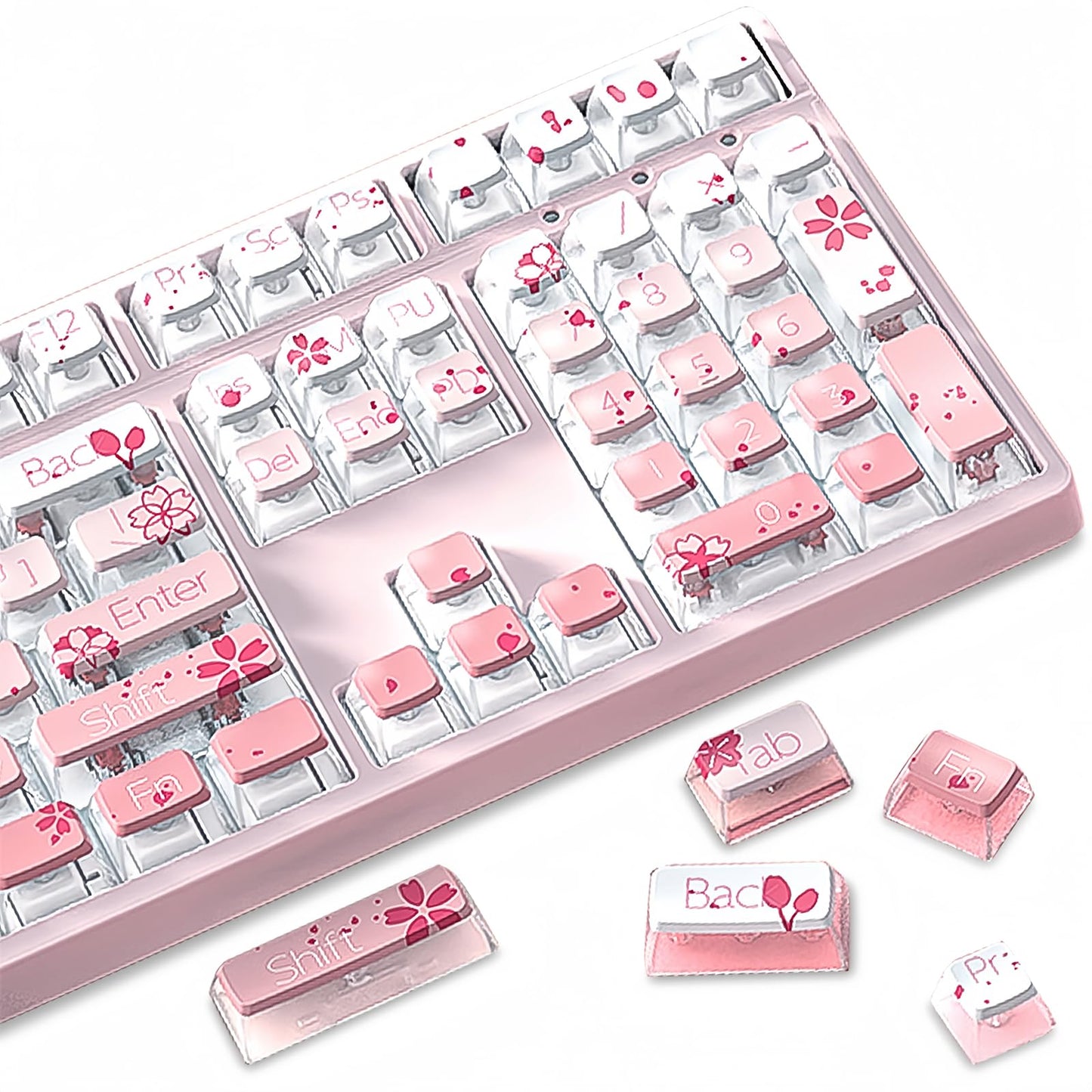 ZMX Pudding Keycaps Set,Double Shot PBT Dye-Sub Custom Keycaps ASA Profile 116 Keys Cute Themed Transparent Backlit Keycaps for ANSI 100% 60% TKL Cherry MX Switch Mechanical Gaming Keyboard (01)