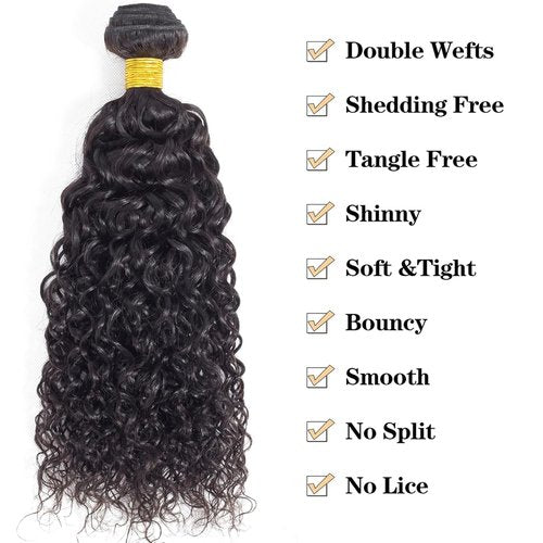Hailookmey Human Hair Bundles Natural Black Color Jerry Curly Brazilian Unprocessed Virgin Human Hair Quick Weave Extensions (26 28 30 Inch Natural Jerry Curly)