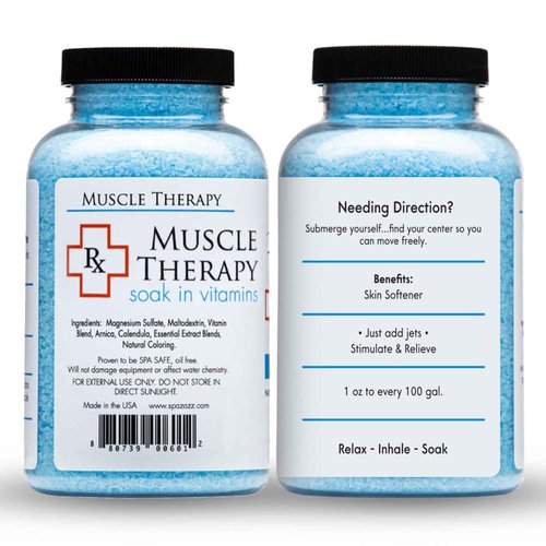 Spazazz Hot Tub Aromatherapy RX Muscle Detox Joint Bath Salt Crystals Bundle. Three Jars of 19oz Spazazz Hot Tub Crystals with Hot/Cold Towel and 5-Point Full Body Massager