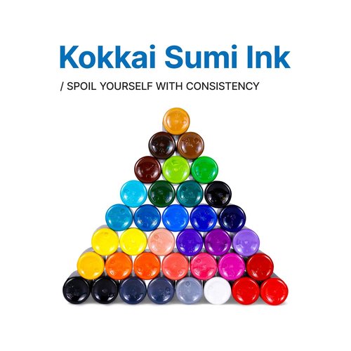 Kokkai Sumi Tattoo Ink, Premium Quality, Precision Medium Viscosity, Rich Hue, Quick Healing, Acrylic-Free, Water-Based, Ready-to-Use Ink for Precision Tattooing (12 Color Pack, 1 oz)