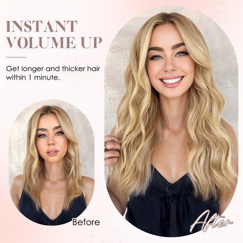 S-noilite Halo Hair Extension Invisible Wire in Real Remy Human Hair Extensions with Clips Adjustable Hidden Wire in Hair Extension for Women 16 inch Camel Bown Highlighted Blonde