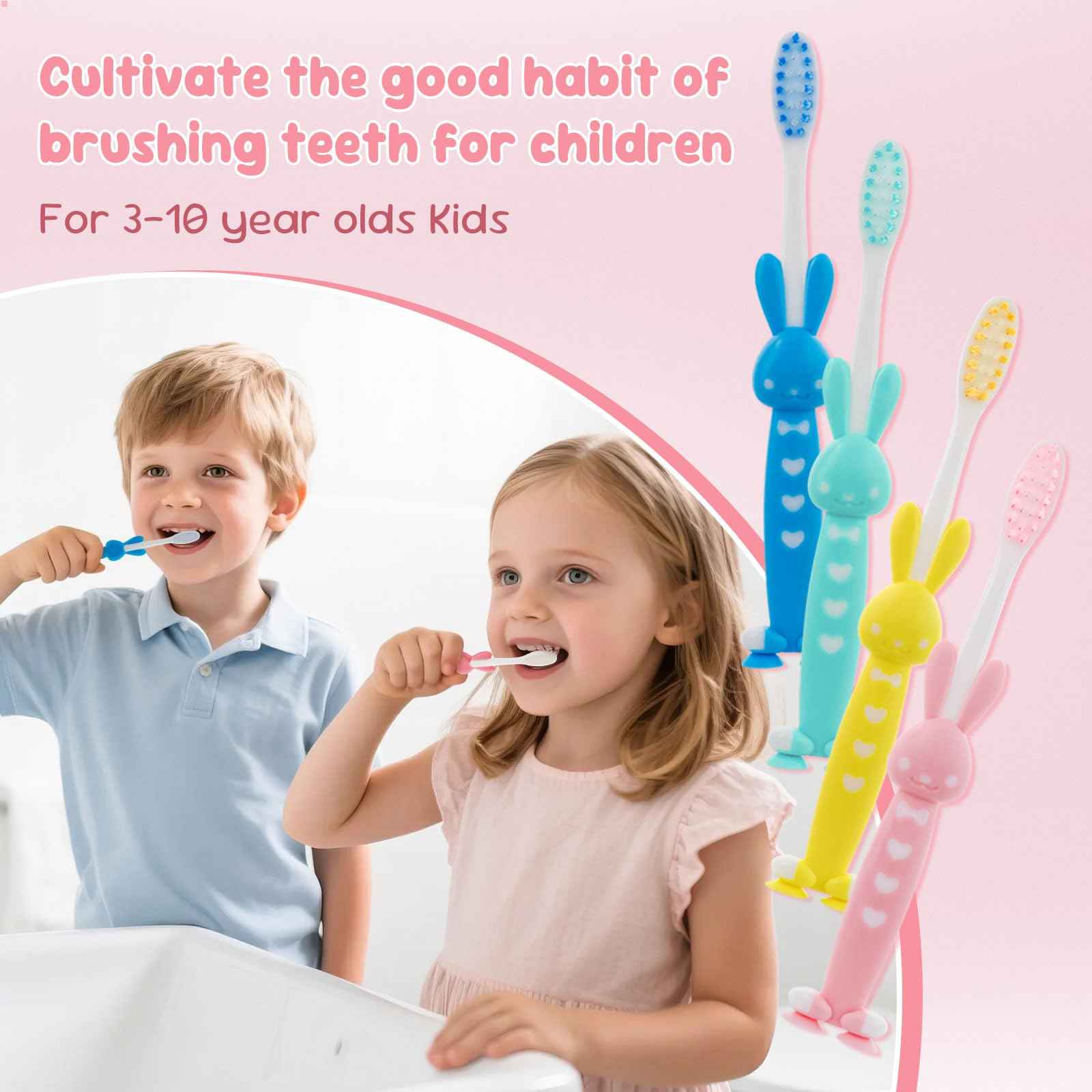 Kids for Toothbrushes In Bulk, Individually Wrapped Toothbrush Cute Manual Soft Bristles Children Disposable Toothbrush With Cover Suction Cup Toddler Toiletries Set for Home/School/Travel (200 Pack)