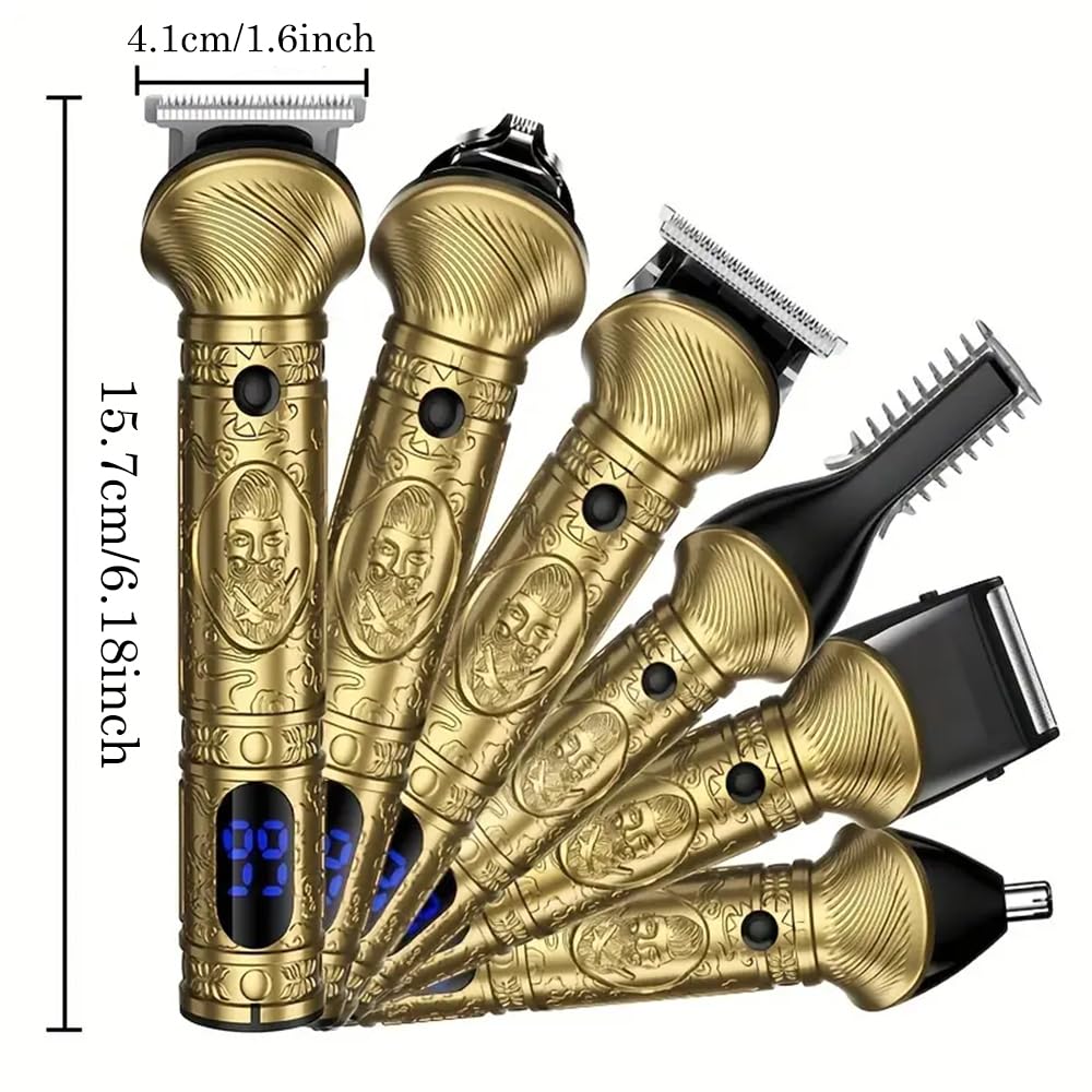 Professional Cordless Hair Clipper for Men, Electric Hair Clipper,Multifunctional 6-in-1Hair Cutting and Shaving Set