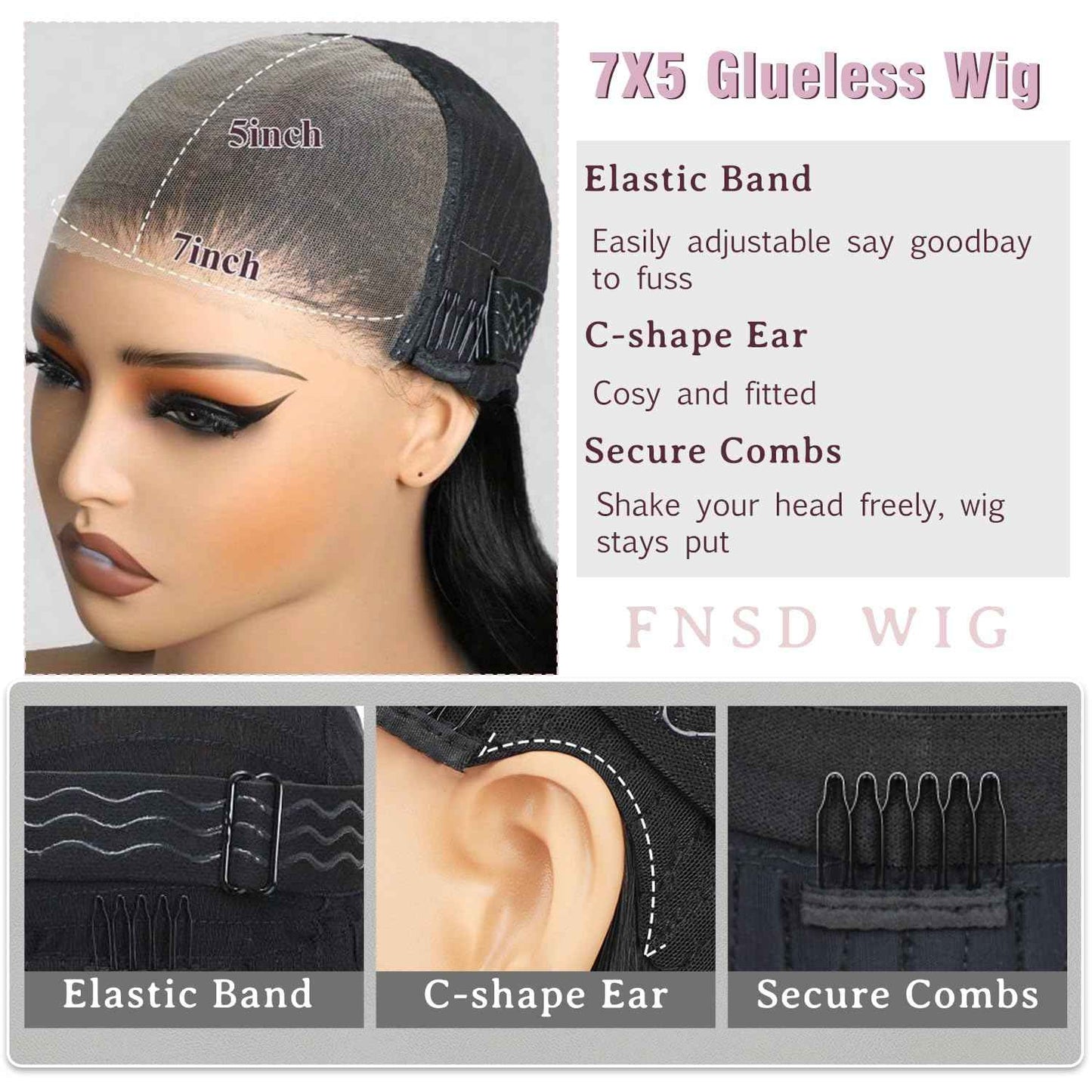 32 Inch Wear and Go Glueless Wigs Human Hair Pre Plucked Pre Cut 7x5 Hd Lace Front Wigs Human Hair for Women No Glue Closure Ready to Wear Straight Wigs 220% Density Natural Black for women