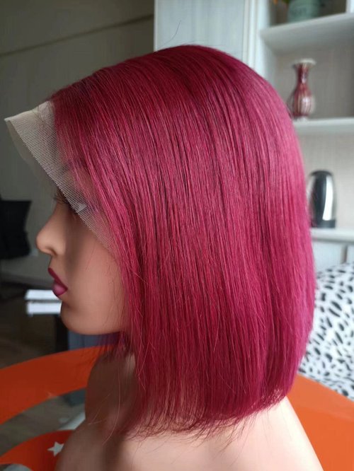 newnavat 99j Burgundy Lace Front Wigs Human Hair 14 Inch Bob Red Bob Wig Human Hair Red Straight Lace Front Wigs Human Hair 13x4 HD Lace Frontal Wig Wine Red Human Hair Wigs for Women