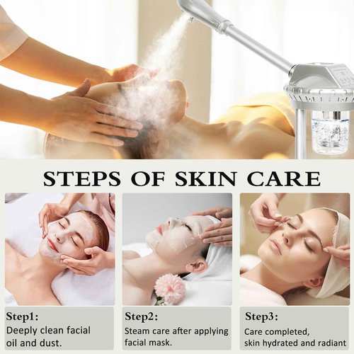Professional Facial Steamer for Estheticians Face Steamr on Wheels with Hot Mist & Timer Function Suitable for Home Use or Beauty Spa Deep Cleansing and Hydration