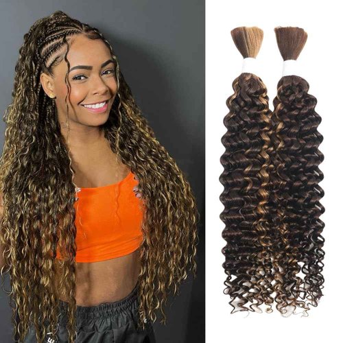 P4/30 Water Wave Ombre Bulk Human Braiding Hair 18inch 2 Bundles 100g Human Hair for Braiding Brazilian Virgin No Weft Unprocessed 100% Human Hair Bariding Hair for Boho Braids