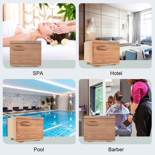 StateRiver Towel Warmer Cabinet, 8L Hot Spa Small Towel Warmer Heating Use for Facial Spa, Hair Beauty, Salon Equipment and Home - Wood