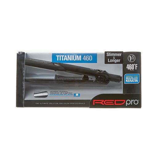 RED Pro Titanium 460 Styler Flat Iron, 1 1/2" for Silk Pressing & Keratin Treatments, Eliminates Frizz, Instant Heat, Auto Shut-Off, Heavy Duty Swivel Cord
