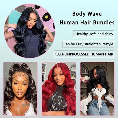 Body Wave Bundles Human Hair Soft 16 18 20 22Inch 100% Brazilian Human Hair Bundles 12A Hair extension Long Natural Black Color For Women