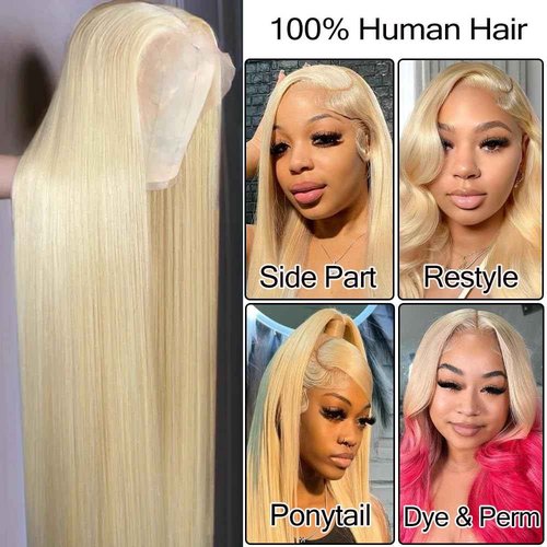 ORIGEN 613 Blonde 13x6 Lace Front Human Hair Wig Pre Plucked Straight HD Frontal Glueless Wigs with Baby Hair for Black Women 180% Density 22 Inch