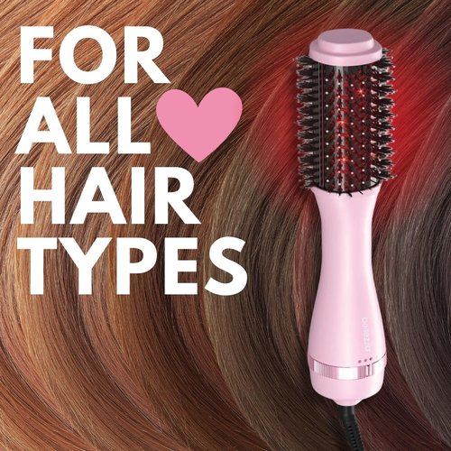 Belleza 2-in-1 Thermal Blowout Brush Hair Dryer & Volumizer | Infrared Blow Out Brush Dryer with 360 Ionic Hot Air Round Barrel | Smooth Frizz-Free Salon Quality Results (Blush Pink)