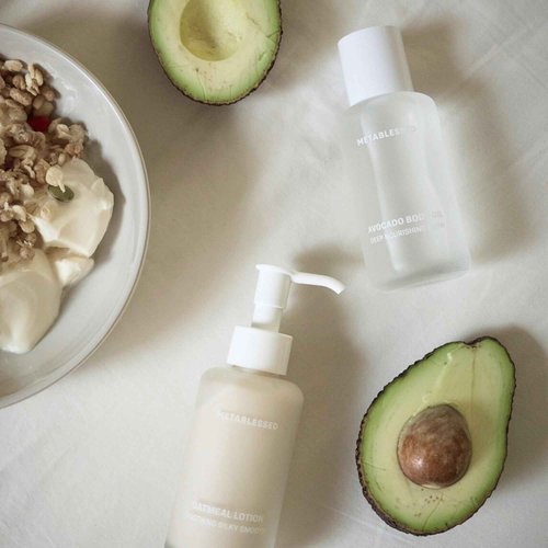 METABLESSED Superfood Skincare Bundle | Organic Oatmeal Lotion & Avocado Dry Body Oil - Sensitive Skin Friendly, Plant Based Clean Beauty