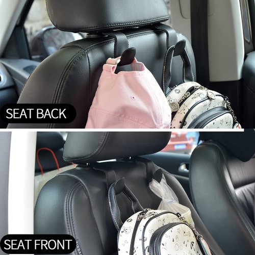 Car Hooks Universal Car Vehicle Back Seat Headrest Hanger Holder Hook Microfiber Leather & Stainless Steel for Bag Purse Cloth Drink Grocery (Black red)…