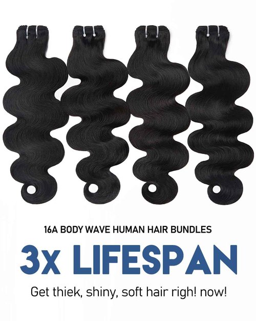 Lucklady 16A Raw Bundles Human Hair Body Wave, 18 Inch Body Wave Bundles Human Hair, Triple Lifespan Virgin Remy hair