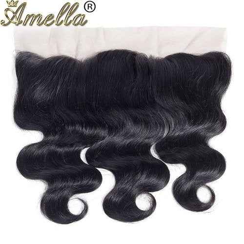 Amella Hair 8A Brazilian Body Wave 13x4 Lace Frontal Closure with Bundles (14 16 18 +14Frontal) 100% Unprocessed Brazilian Virgin Hair Body Wave with Frontal Closure
