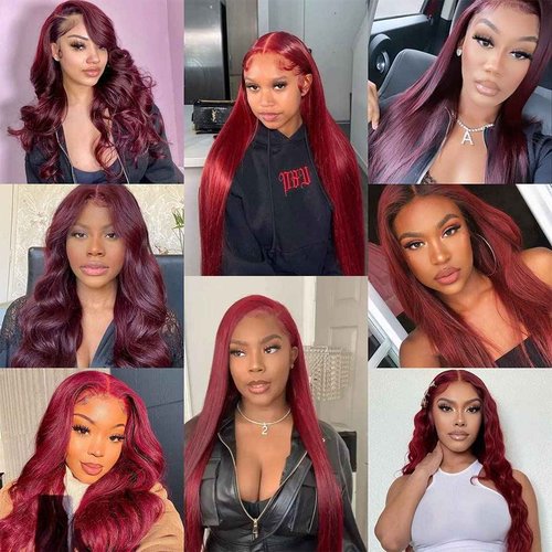 ULRICA 99J Burgundy Lace Front Wigs Human Hair Wigs for Black Women 26 Inch 13x4 HD Lace Burgundy Wig Human Hair Pre Plucked Red Lace Front Wigs 180% Density Straight Burgundy Wig