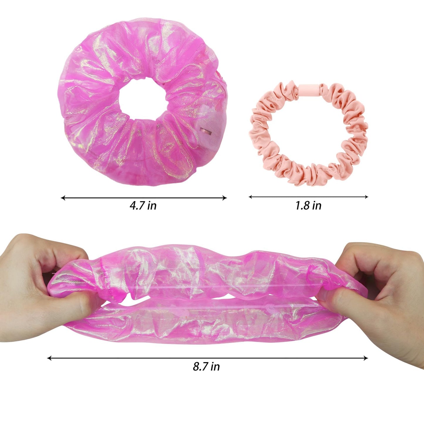 40Pcs Light Up Scrunchies with 24Pcs Satin Elastic Hair Bands, LED Hair Ties for Women & Girls, Glow in the Dark Party Supplies Christmas Party Favor Festival Rave Accessories for Neon Glow Party