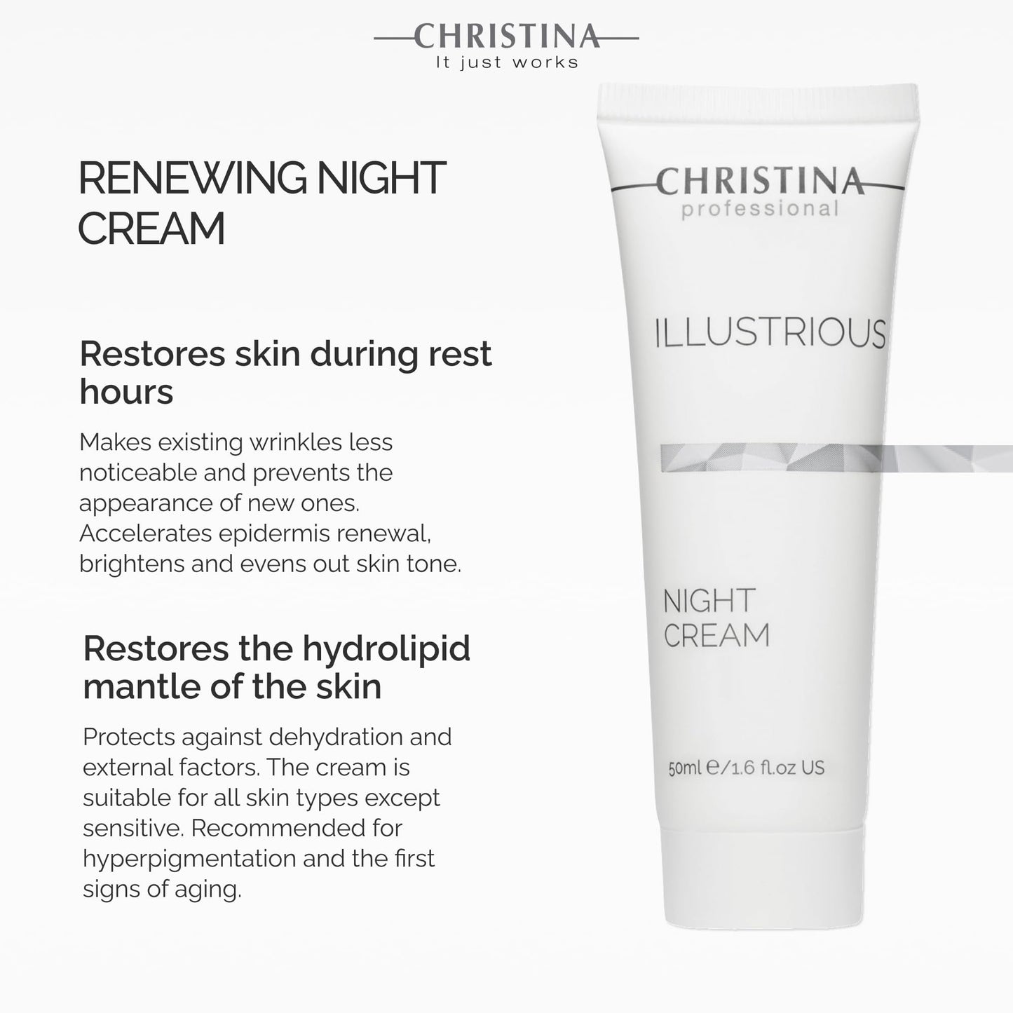 -CHRISTINA- Illustrious Night Cream with Retinol and Vitamin E | Night Cream for Face Rejuvenates and Moisturizes the Skin | Suitable for All Skin Types 50ml / 1.7 fl.oz