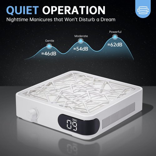 CHRISTINE SHELLY Nail Dust Collector, Cordless Dust Collector Nail Tech, Powerful Vacuum Fan Vent Dust Collector Extractor Dust Suction Machine for Acrylic Nails Polishing, Nail Salon&Home, White