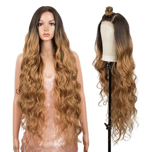 Style Icon Easy-360 Lace Wigs 36" Big Curl Free Part Lace Frontal Wigs Super Long Multi-Layered Synthetic Wig (36 Inches, TT6/26Q)