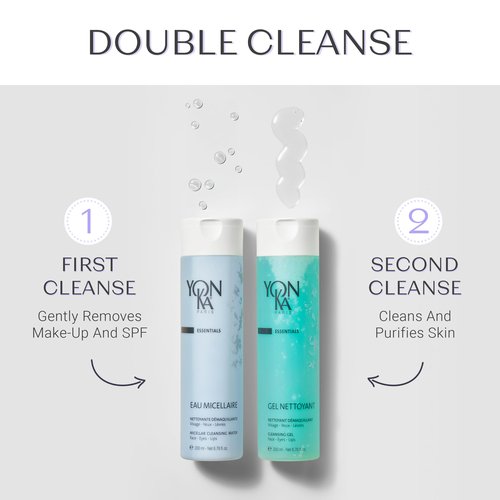 Yon-Ka Gel Nettoyant, Guarana Scrub Set | Gentle Foaming Face Wash and Makeup Remover | Facial Exfoliator and Detoxifying Scrub | Normal and Acne Prone Skin | Set of 2, 6.76 fl oz and 1.87 oz