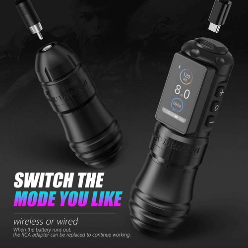 Kiss Of Dragon TRAVELER-T1 Cordless Tattoo Machine with 42mm Grip Brushless Motor Pen Professional 2000mAh Battery