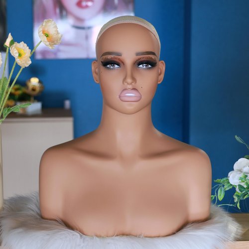 J&F CO. Realistic Europe and America Female Mannequin Head with Shoulder Display Manikin Heads Bust for Wigs,Makeup,Beauty Accessories (de 410 hy)