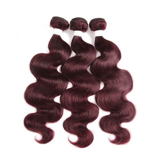 REMY HAIR Body Wave Bundles 99j Burgundy Human Hair Bundles Red Bundles 8A Grade Unprocessed Brazilian Virgin Hair Human Hair Bundles 12 14 16 Inch 3 Bundles Hair Extension For Black Women