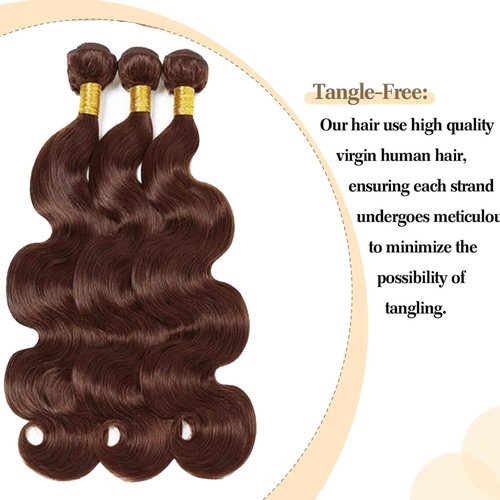 Fabimiya 24 26 28 Inch Human Hair Bundles Chocolate Brown 4# Body Wave Bundles Human Hair 100% Unprocessed Soft Sewn In Hair with Double Weft for Black Women
