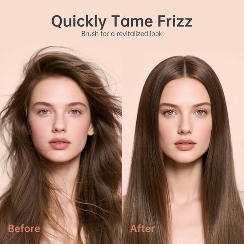 CHRISTINE SHELLY Hair Straightener Brush, Portable Cordless Mini Straightening Brush for Travel, Negative Ion Hot Comb Hair Straightener with 9 Temps for Women, Anti-Scald Ceramic, Fast Charge