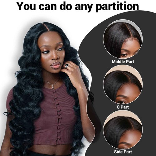 Filelf 13x4 Closure Hd Lace Frontal,Invisible Natural Hairline Single Knot Free Part Silky Glueless Design Clean Lace Closure Deep Wave Natural Black 16 Inch