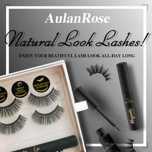 AulanRose Magnetic Eyelashes with Eyeliner/Luxurious Volume Cat Eye Magnetic Lashes Natural Looking/Cruelty-Free & Vegan Faux Mink Lashes /60 Wears