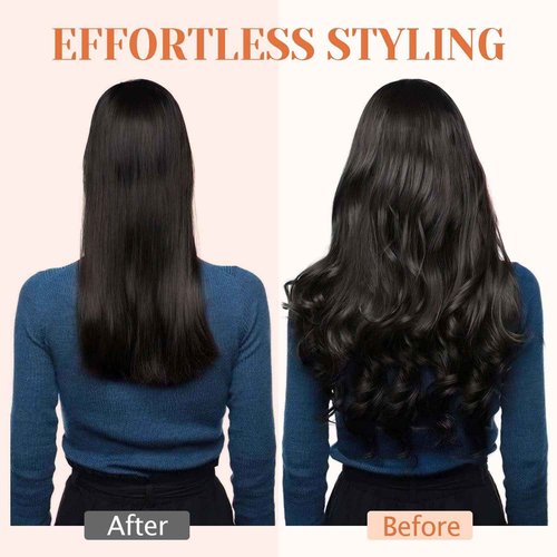 TESSHAIR 5 Clip One Piece Clip in Hair Extensions Real Human Hair 22 Inch Human Hair Clip in Extensions Jet Black 3/4 Full Head Hair Extensions Clip ins Straight 55g