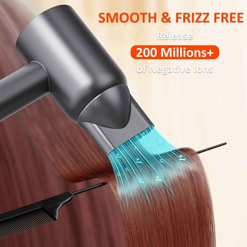 KFJ High Speed Hair Dryer, Ionic Blow Dryer with 110000 RPM Brushless Motor for Fast Drying, HD Display Hair Dryer Low Noise Hairdryer with Thermal-Control for Home/Travel