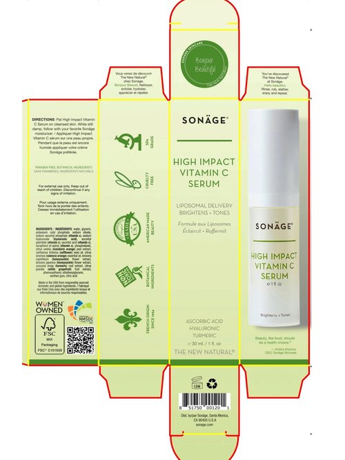 Sonage High Impact Vitamin C Serum:With Hyaluronic Acid | Hydrates & Fades Appearance Of Dark Spots (30 ml)