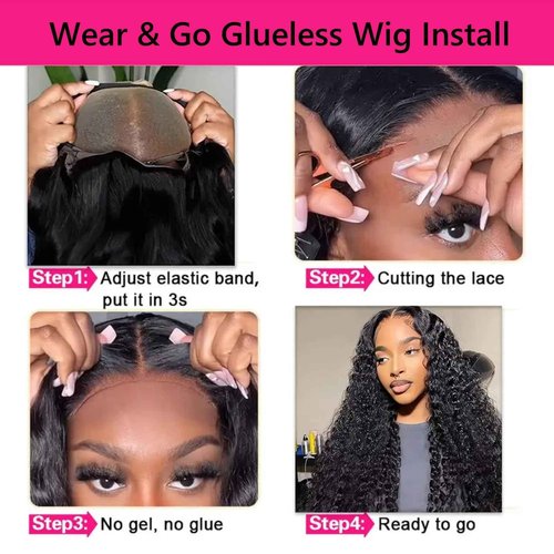 Jasperel Deep Wave Lace Front Wigs Human Hair for Women 4X4 Hd Lace Closure Brazilian Virgin Wig Wet and Wavy Wear and Go Glueless Wigs Pre Plucked Bleached Knots Natural Black 28 Inch