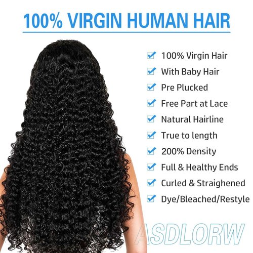 22 Inch Deep Wave Lace Front Wigs Human Hair 200 Density 13x6 HD Transparent Lace Front Wigs Human Hair for Women Deep Curly Lace Frontal Wig Human Hair Pre Plucked Glueless Wigs Natural Black