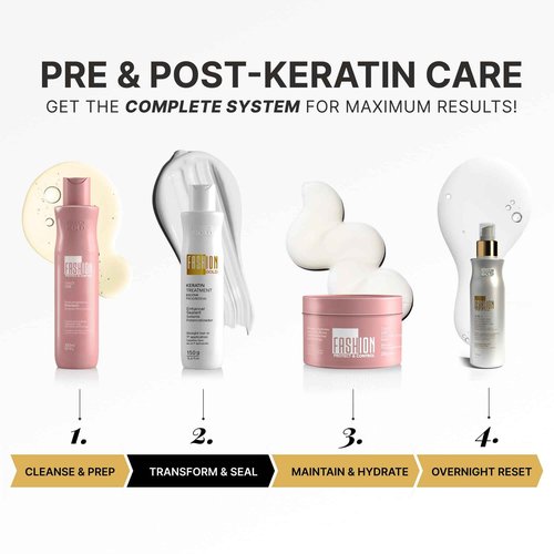 FASHION GOLD, Keratin Hair Treatment, 6 USES per Bottle, Keratina para Alisar el Pelo, Alisado Brasileño Keratina Permanente, Alisados Organicos SIN FORMOL, Nanoplastia, 300 grs