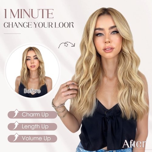 Elailite Halo Hair Extensions Real Human Hair for Women Dark Brown Wavy Hair Halo Clip in Remy Hairpiece with Adjustable Invisible Wire 18 Inch 65G