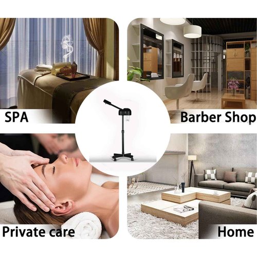 HeavenBird Stand Professional Ozone Facial Steamer with Touch Control, Hot Mist Function, Adjustable Height & Rolling Base, 360° Rotatable Nozzle, Use for Home, Salon SPA (Black)